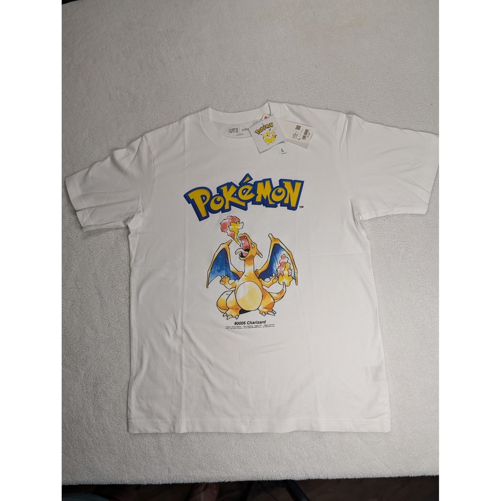 Uniqlo UT Pokemon Charizard Graphic T-Shirt White Mens Large #0006 NWT